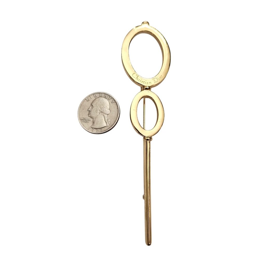 Christian Dior Signature Logo Ovals Brooch Signed, J429 - Picture 5 of 6